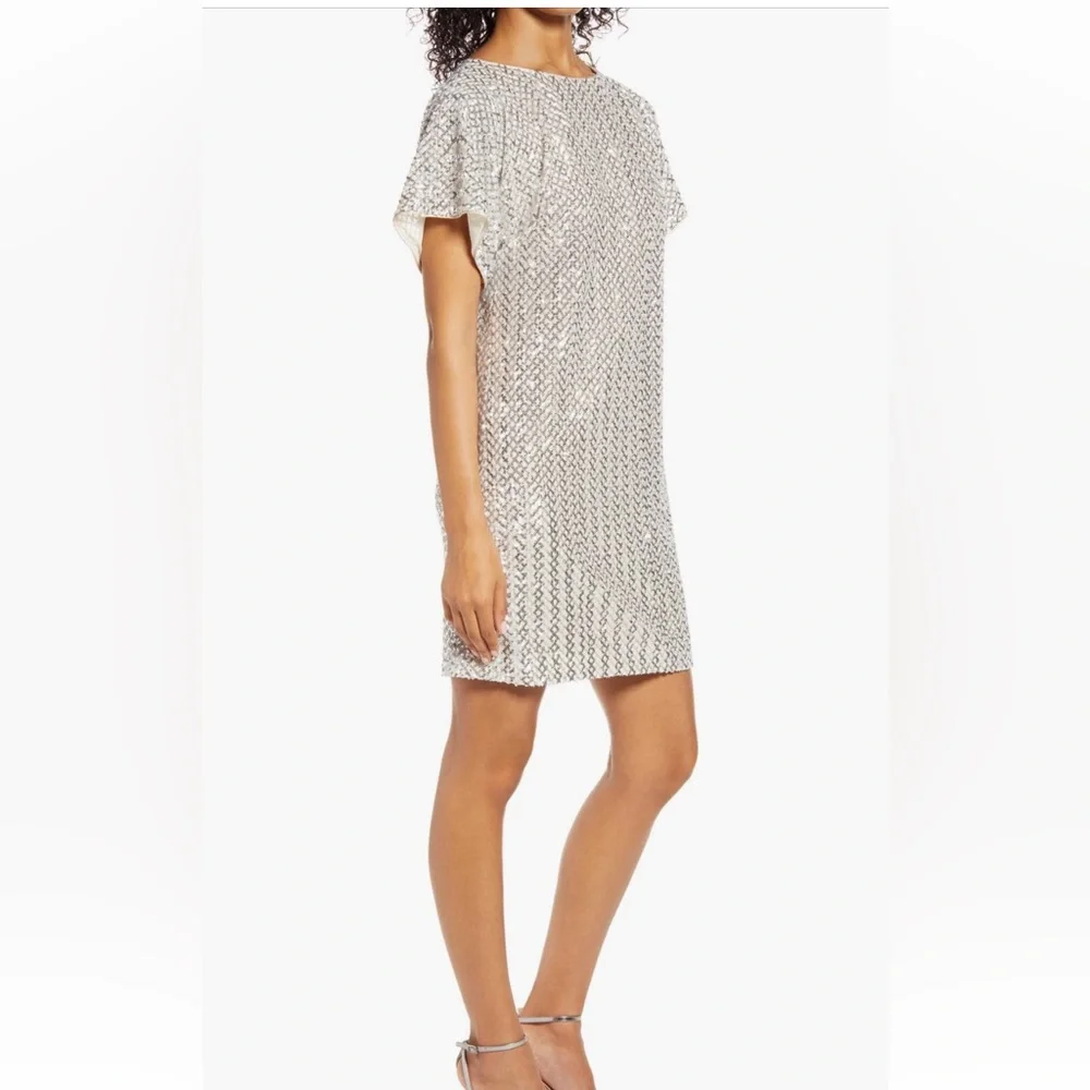 Vince Camuto short sleeve sequined shift dress sz 6 New - Picture 3 of 13